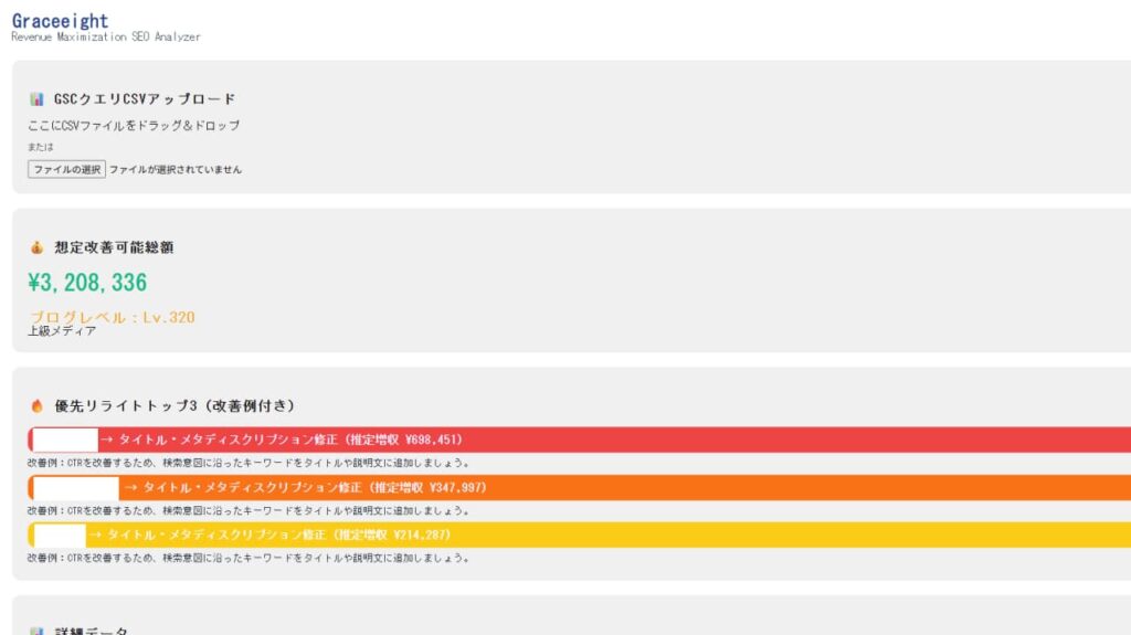 初心者ブロガー向け無料分析ツール『Graceeight SEO Analyzer』v6.6.0